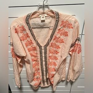 Sundance Peach and Orange Embroidered Blouse